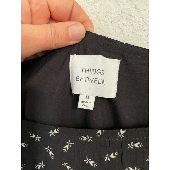 Things Between Women’s Dress Size M Black Floral Puff Sleeve Square Neck Maxi - Picture 8 of 10